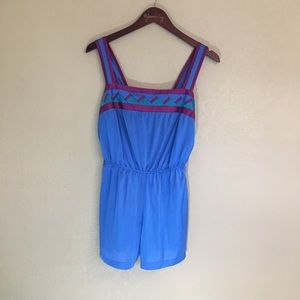 Vintage romper blue with purple woven detail sexy!